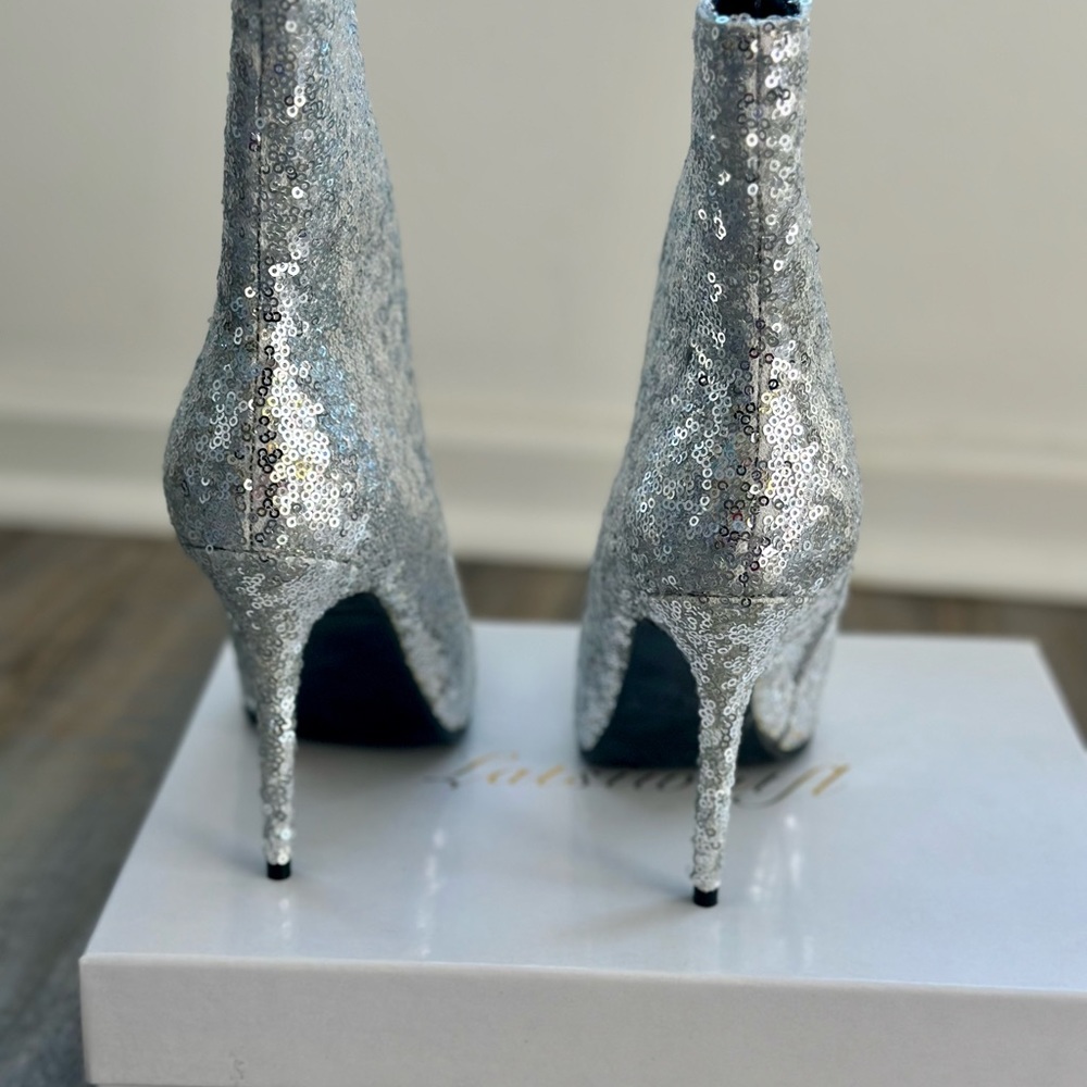 Women’s Sequins Stiletto Pointed Ankle Boots New in Box US 8 - Picture 4 of 14